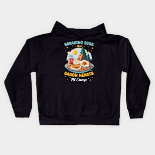 Breaking eggs and bacon hearts at camp Kids Hoodie